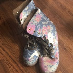 floral combat boots